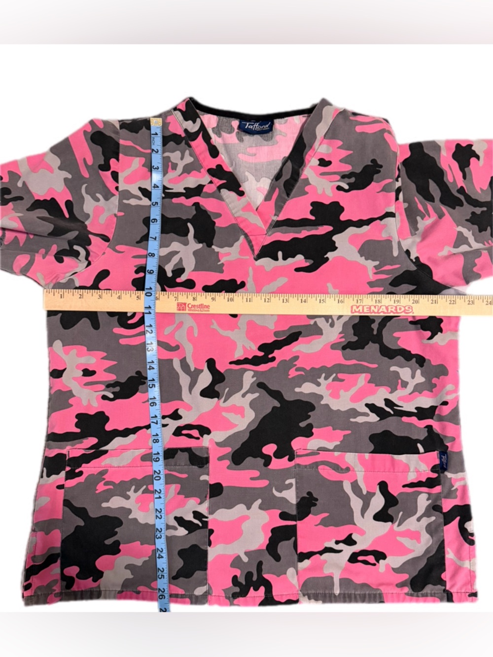 Tafford V-neck Camo Print Scrub Top in Pink, Black & Gray - Picture 7 of 7